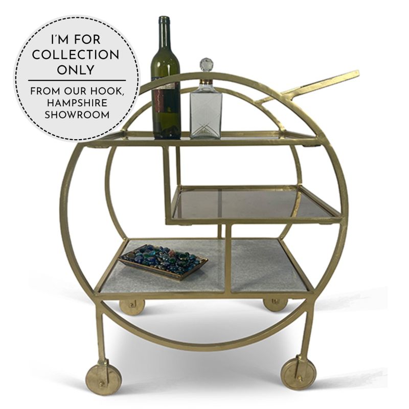 Mayfair Three Tier Drinks Trolley - Gold | EX DISPLAY | COLLECTION ONLY