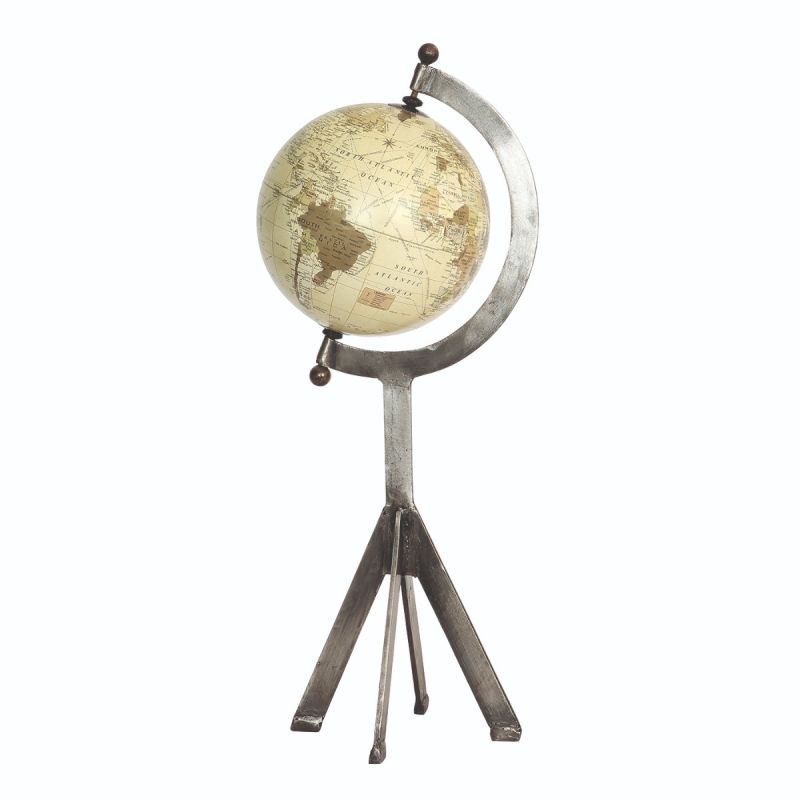 Ornate Globe With Iron Stand - Small | PERFECTLY IMPERFECT