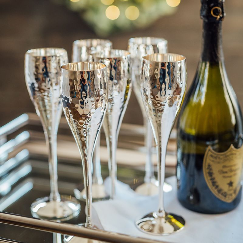 Set of Six Silver-Plated Champagne Goblets | MULTI-BUY 