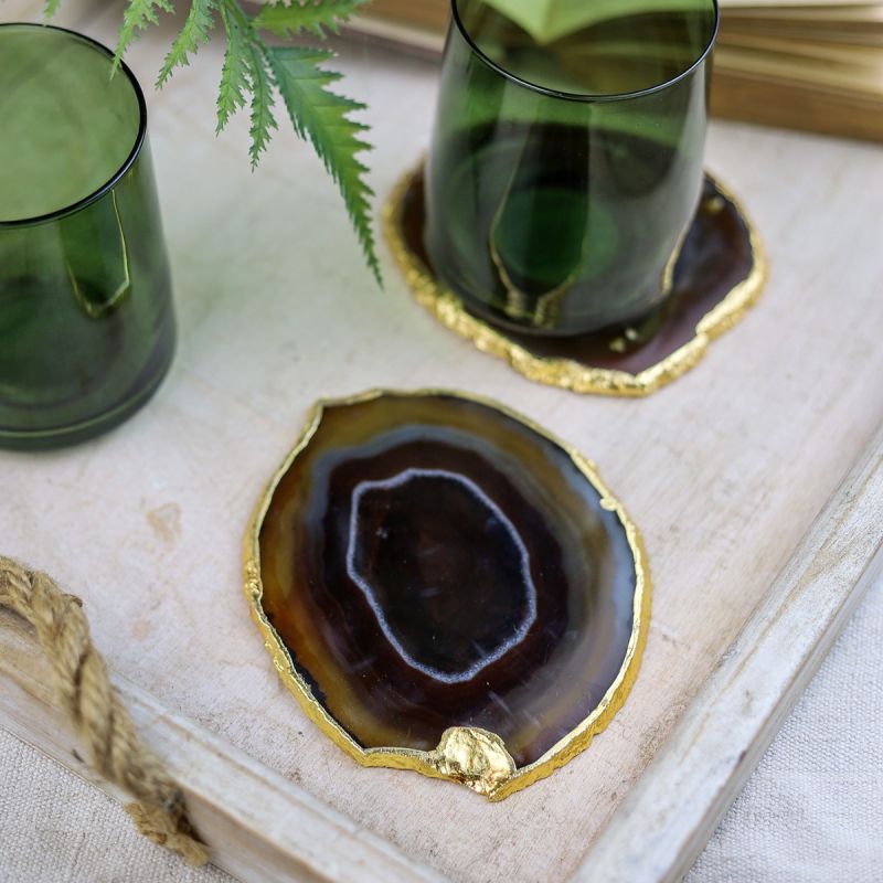 Pair of Brown Agate Coasters