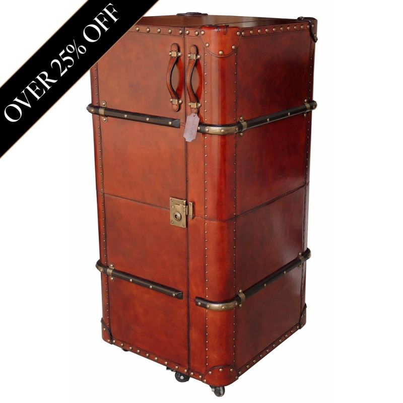 Cognac Leather Bar Cabinet