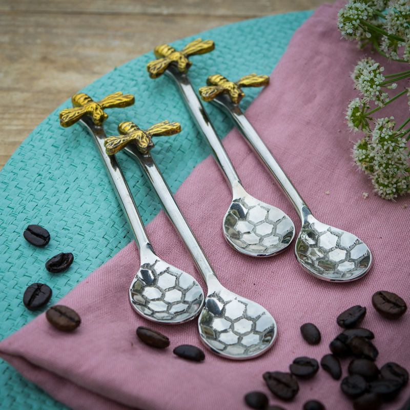 Set of Four Beehive Coffee Spoons