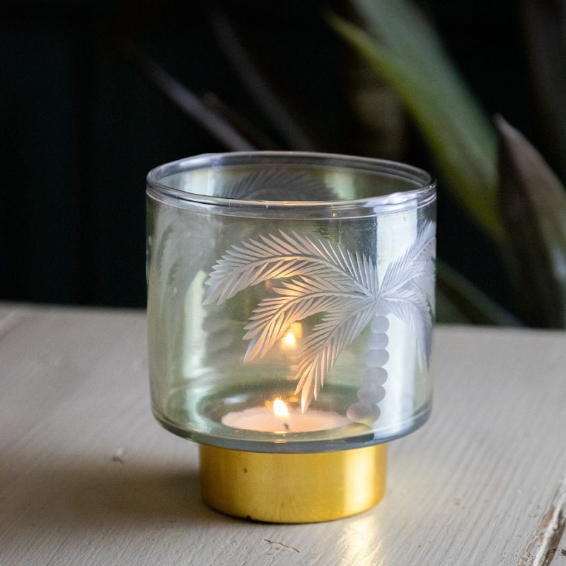 Palm Etched Tea Light Holder - Small