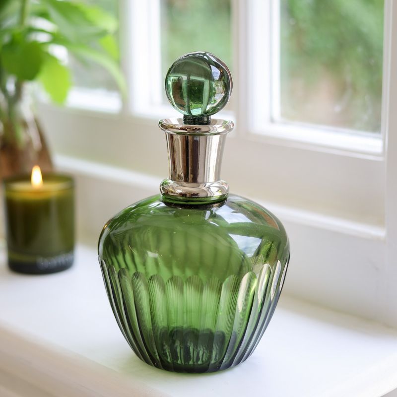 Emerald Glass Brandy Decanter with Stopper