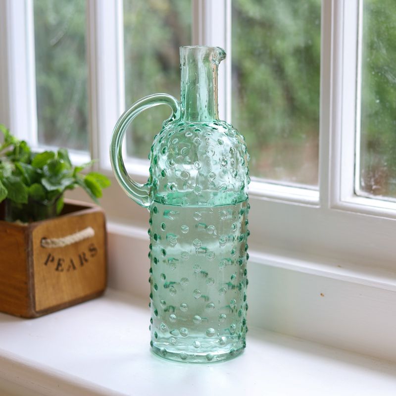 Tall Mint Bobble Glass Pitcher