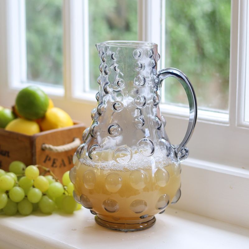 Smoke Grey Bubble Glass Jug