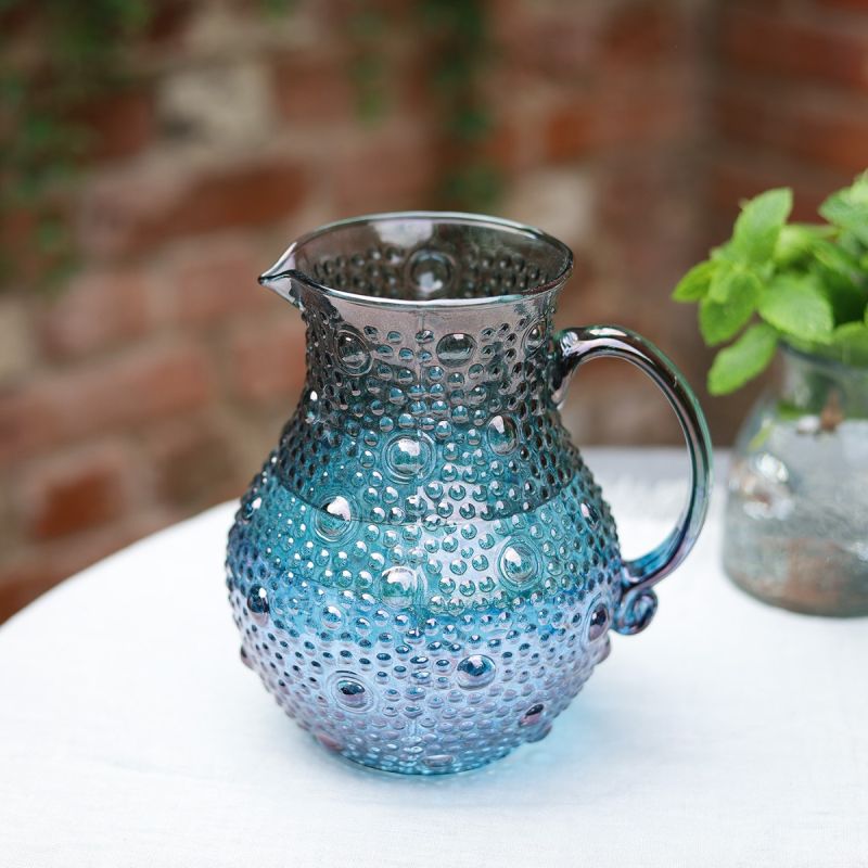 Blue Green Ombre Glass Pitcher