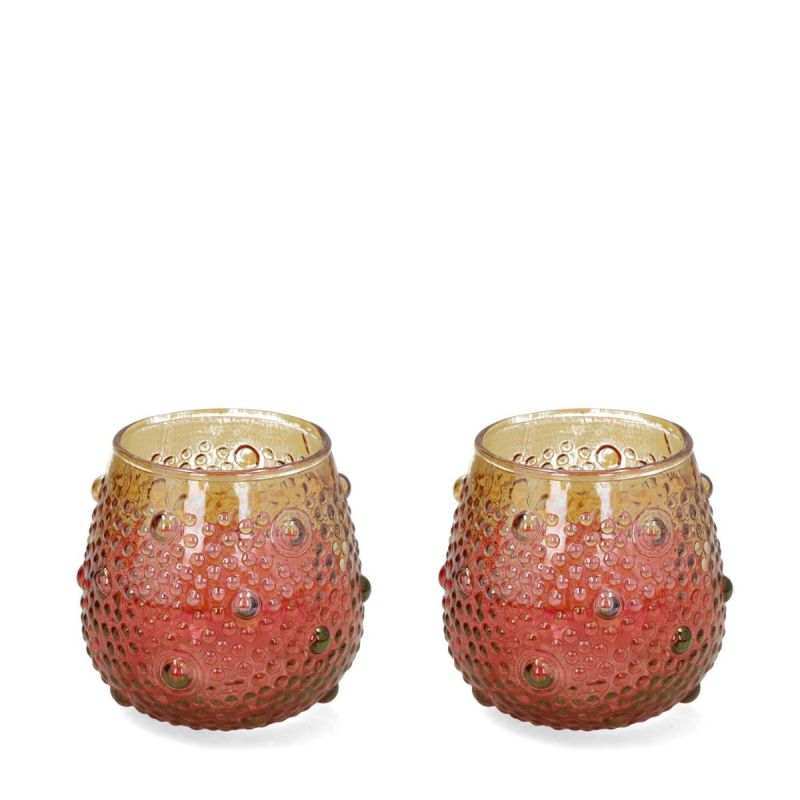 Set of Two Red Amber Ombre Glass Tumblers | PERFECTLY IMPERFECT