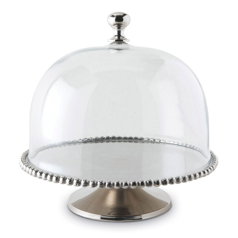 Large Beaded Edge Cake Stand with Glass Dome | PERFECTLY IMPERFECT