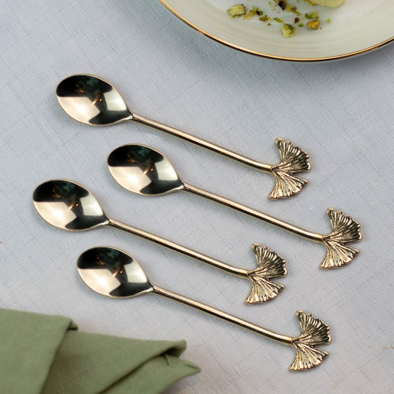 Set of Four Ginkgo Coffee Spoons