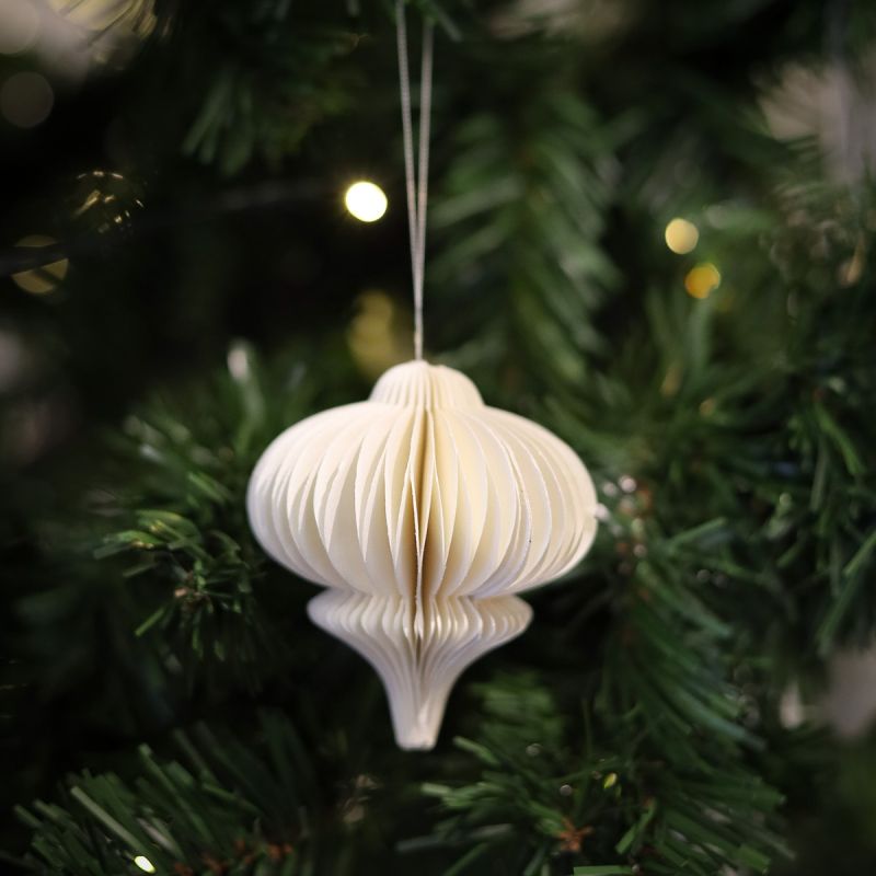 Paper Foldable Drop Ornament - Off White