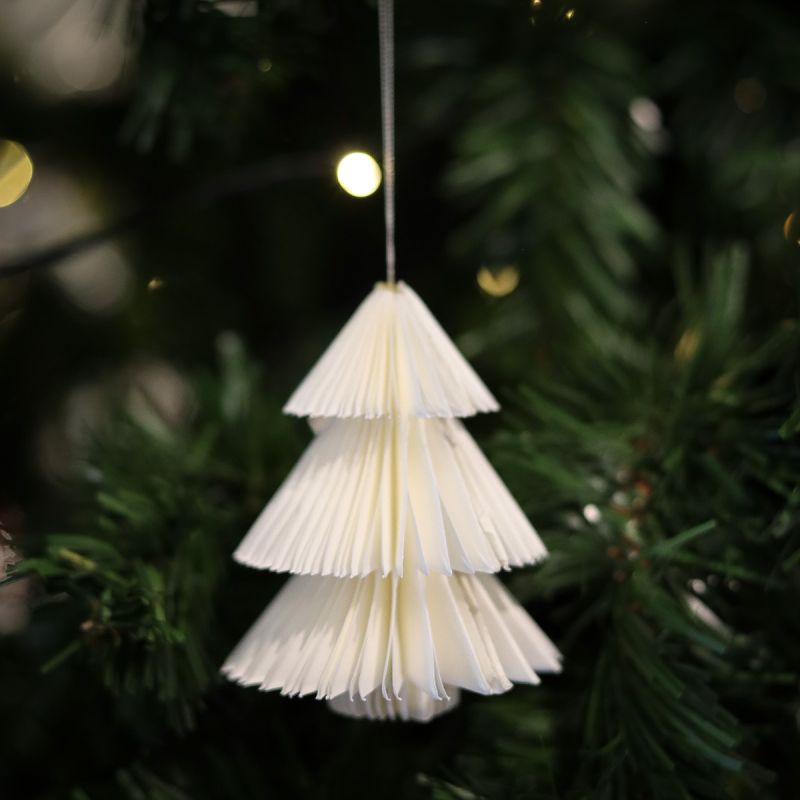 Paper Foldable Tree Ornament - Off White