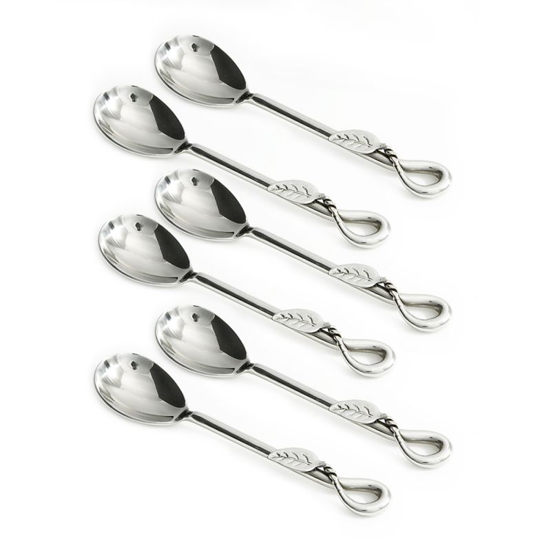 Set of Six Leaf Tea Spoons 