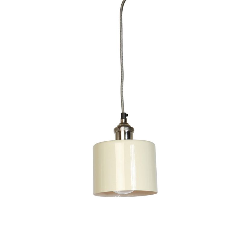 Moderne Small Cream Cylinder Shade with Nickel Fitment