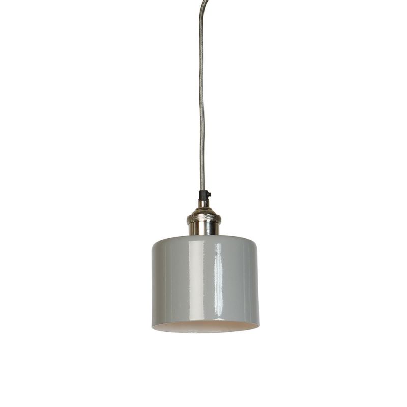 Moderne Small Grey Cylinder Shade with Nickel Fitment 