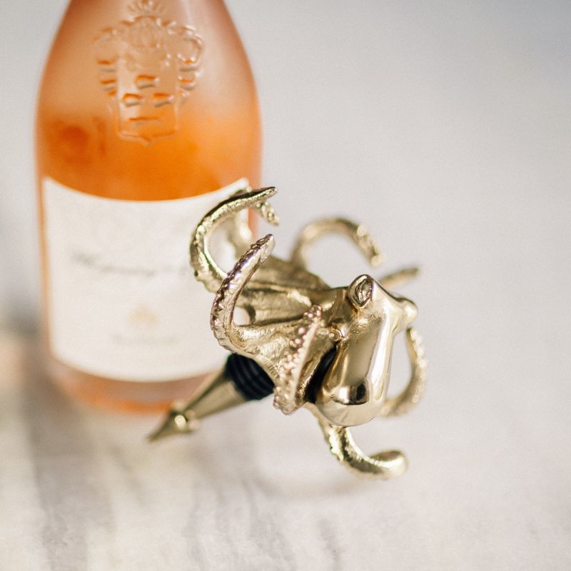 Octopus Bottle Stopper - Gold Finish