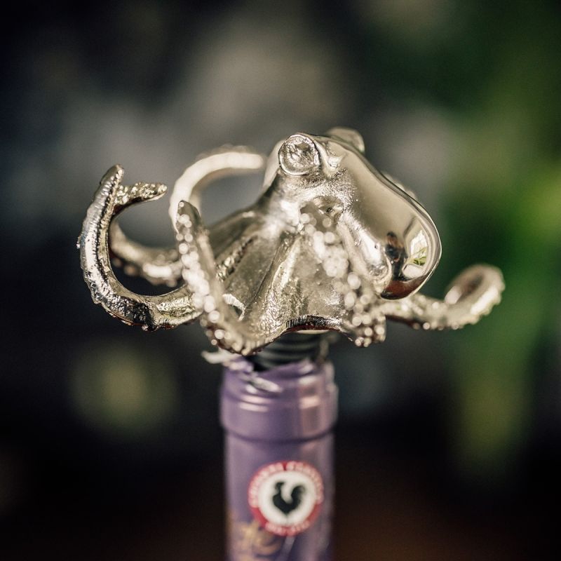 Octopus Bottle Stopper - Nickel Finish