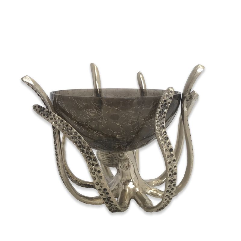 Mini Octopus Stand With Dark Crackle Glass Bowl | PERFECTLY IMPERFECT