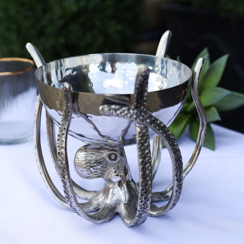 Mini Octopus Stand and Hammered Stainless Steel Bowl 