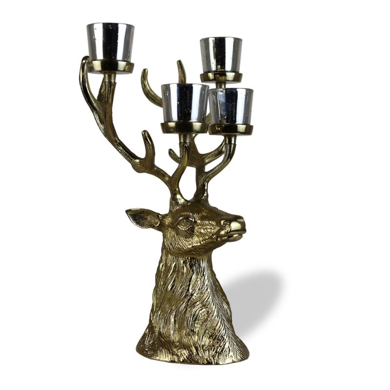 Gold Stag Head Tea Light Holder