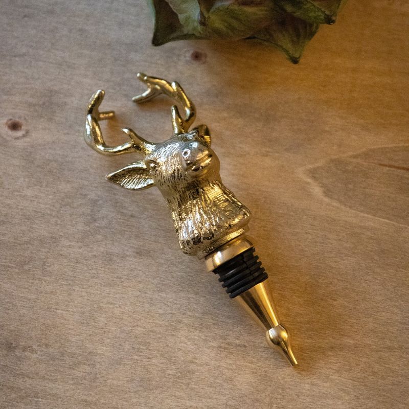 Stag Bottle Stopper - Gold Finish