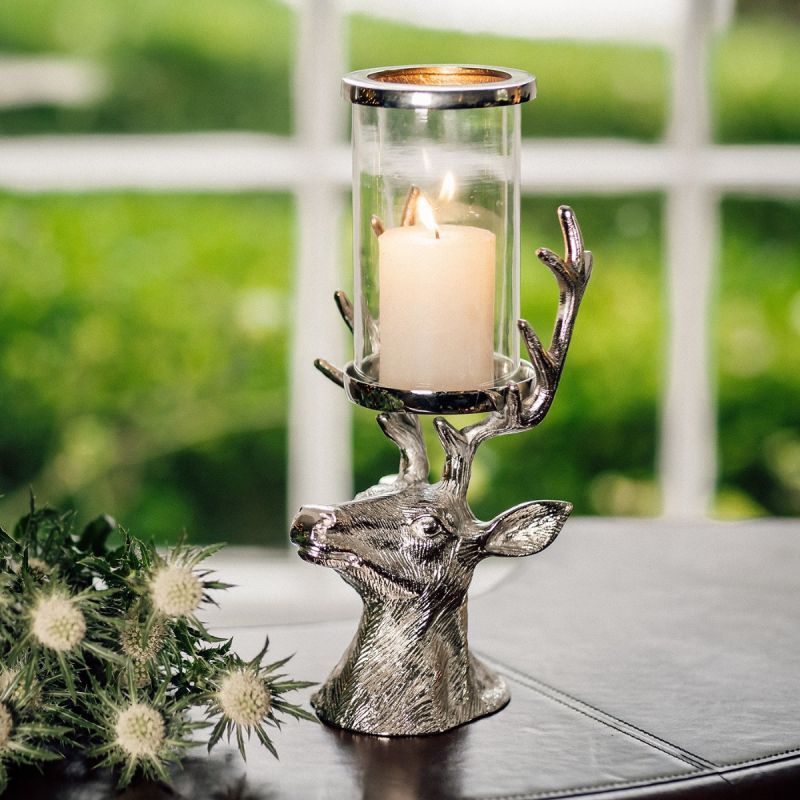 Stag Pillar Candle Holder