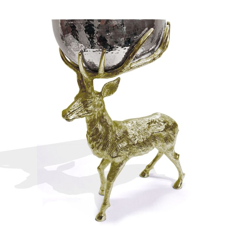 Gold Standing Stag with Hammered Bowl