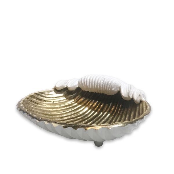 Gold and White Enamel Small Shell Bowl | PERFECTLY IMPERFECT