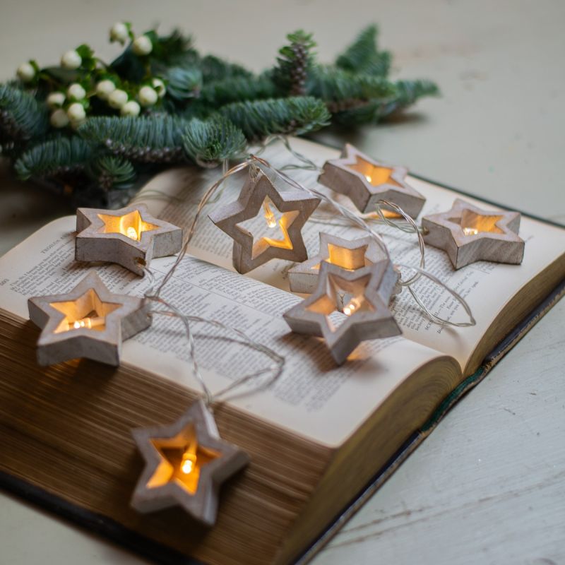 Distressed Wooden Stars and LED Garland