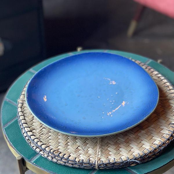 Glazed Stoneware Sea Spray Large Plate - Azure