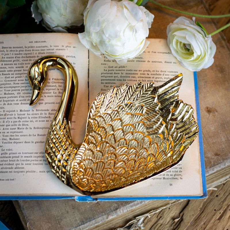 Swan Trinket Dish - Gold Finish