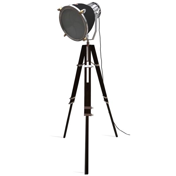 Black Industrial Warehouse Floor Lamp on Black Tripod