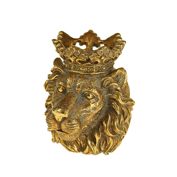 Crowned Lion Golden Candle Holder