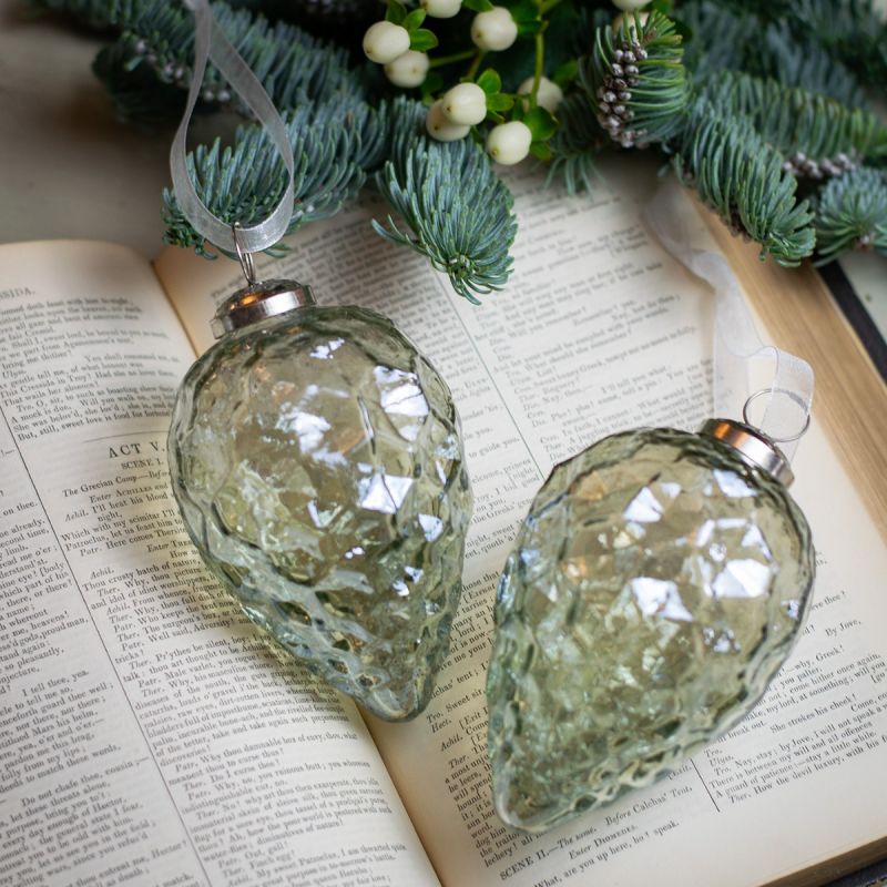 Clear Glass Teardrop Honeycomb Bauble