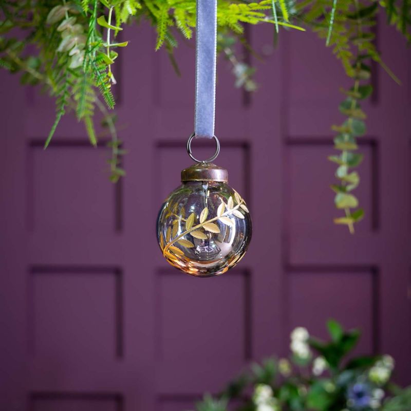 Small Antique Blue Lustre Glass Bauble