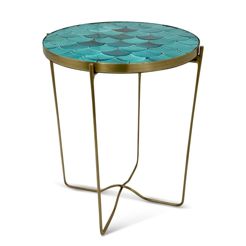 Blue Fish Scale Side Table Culinary Concepts