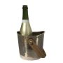 Champagne Hammered Bottle Cooler with Leather Handle