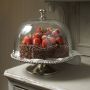 Large Beaded Edge Cake Stand with Glass Dome