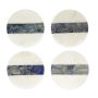 Set of Four White Marble and Blue Agate Coasters