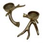 Set of Two Antler Tea Light Holders - Gold Finish 