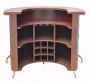 Cognac Leather Curved Home Bar With Diamond Pattern 