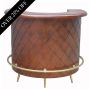 Cognac Leather Curved Home Bar With Diamond Pattern 