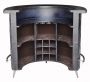 Dark Grey Leather Curved Bar Counter With Diamond Pattern