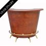 Cognac Leather Curved Counter with Fishscale Pattern