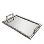 Large Rectangular Bamboo Tray With Mirror Base - Nickel Finish