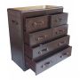 Panama Cigar Leather Large Chest Of Five Drawers - Brass Top 