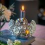 Cherub Candle Holder - Antique Silver Finish