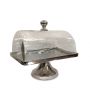 Rectangular Cake Plate with Glass Dome - Shiny Nickel 