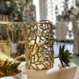 Large Coral Hurricane Lantern - Gold Finish 