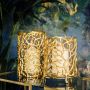 Large Coral Hurricane Lantern - Gold Finish 